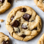 recette Cookies aux pépites de chocolat moelleux avec morceaux de chocolat fondant sur papier cuisson