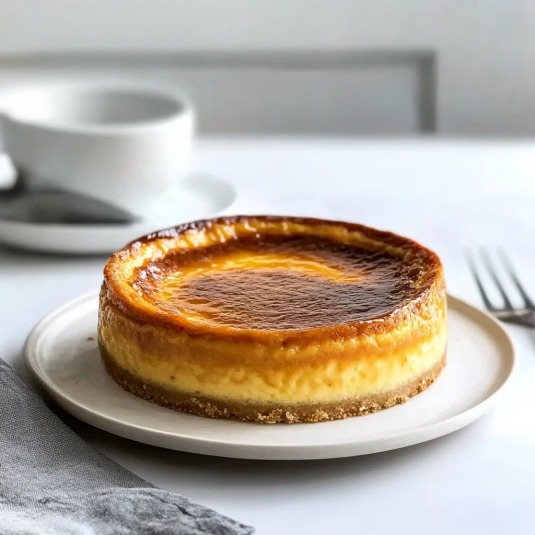 Flan pâtissier crémeux à la vanille avec pâte dorée