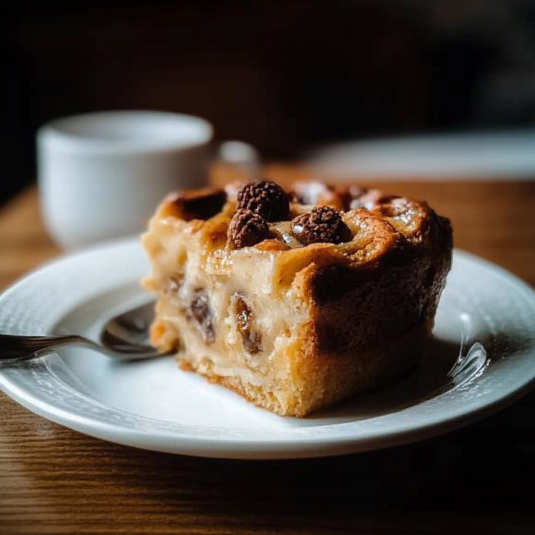 Pudding au pain maison aux raisins secs, moelleux à l’intérieur et doré à l’extérieur
