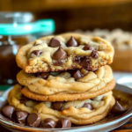 Cookies moelleux aux pépites de chocolat avec cœur fondant et bords légèrement croustillants