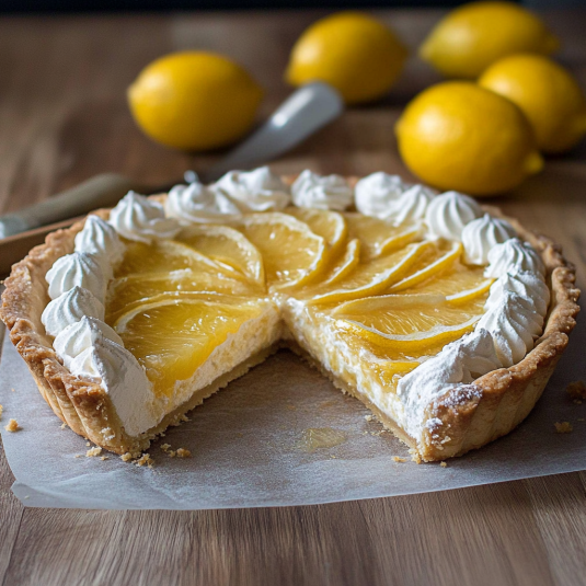 Tarte au citron meringuée avec crème