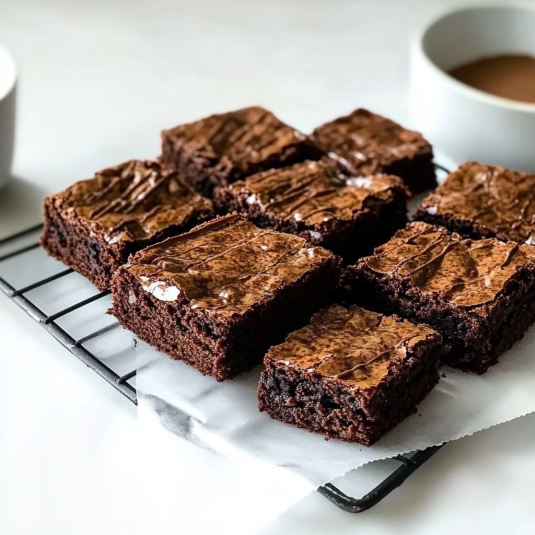Brownies au chocolat fondants avec une croûte brillante