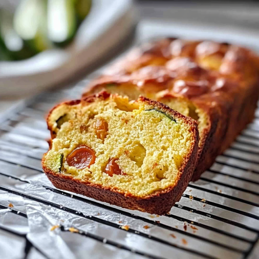 Cake courgette chorizo maison, moelleux à l’intérieur avec morceaux de courgette