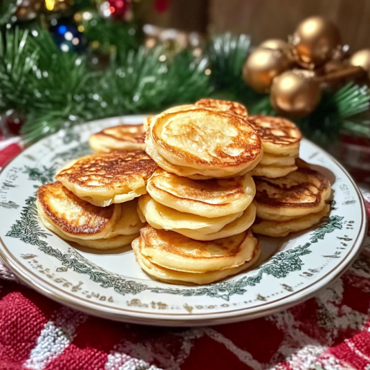 Blinis maison dorés et moelleux, empilés dans une assiette, parfaits pour un apéritif festif avec saumon fumé