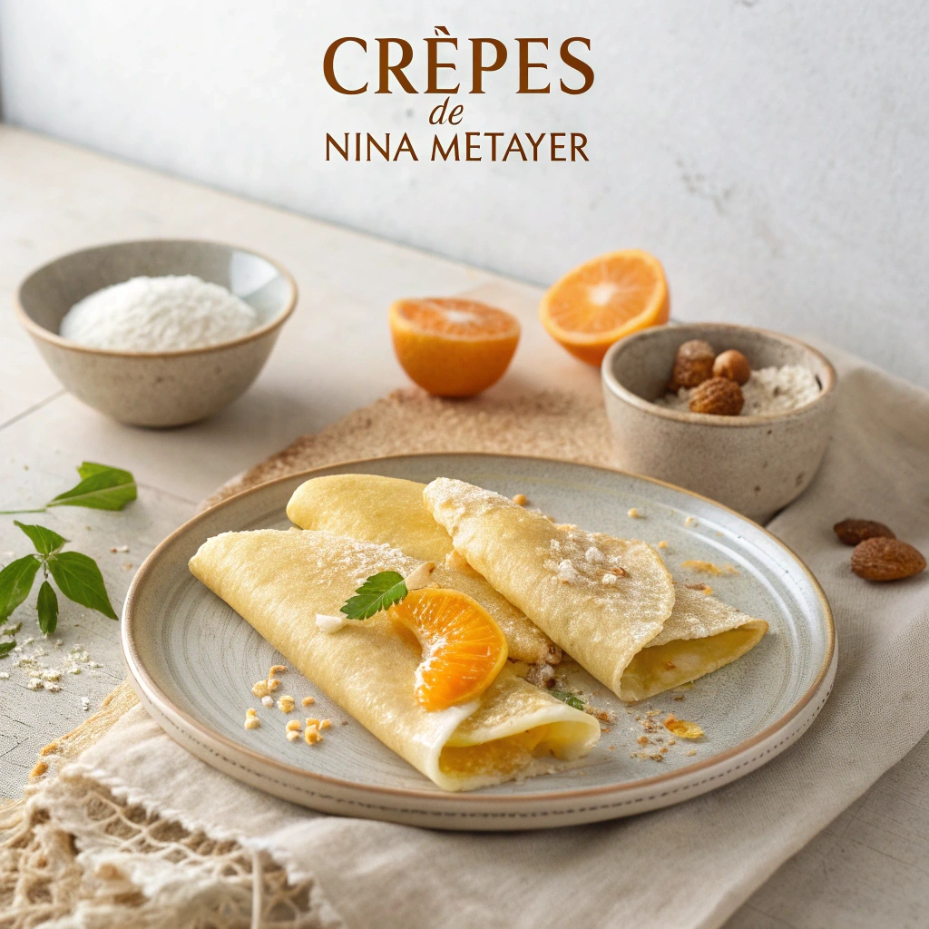 Crêpes de Nina Métayer garnies à la mandarine avec texture moelleuse et finition pâtisserie