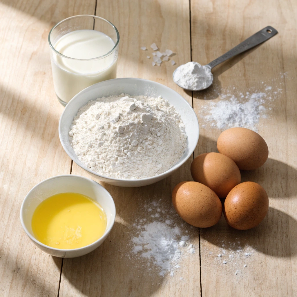ingredients recette pancakes moelleux farine oeufs lait beurre levure