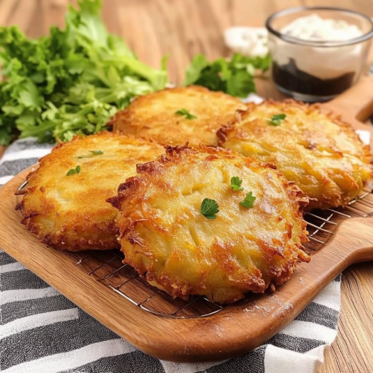 Galette de pomme de terre alsacienne croustillante servie sur une planche