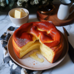 Part de gateau au fromage blanc maison léger et fondant avec sucre glace sur assiette