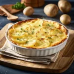 gratin de pomme de terre doré au four avec rondelles fondantes et croûte gratinée