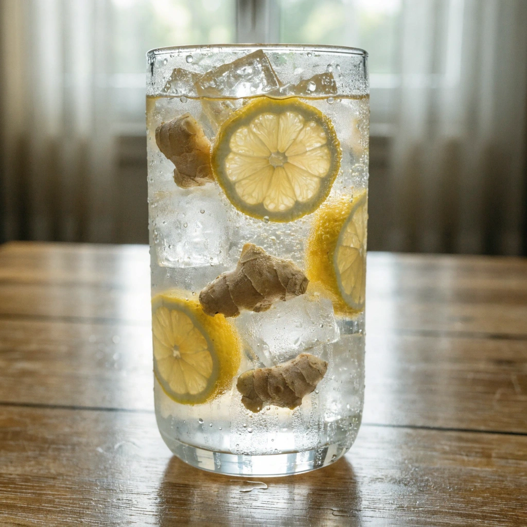 Verre de Mounjaro naturel coréen avec citron et gingembre dans une boisson rafraîchissante