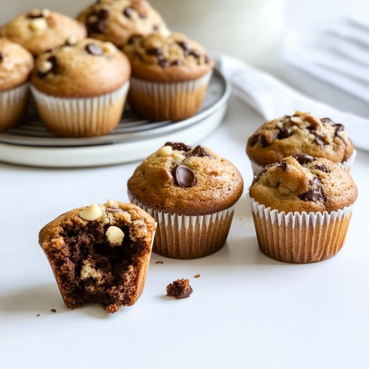 Muffins chocolat noisettes moelleux avec pépites de chocolat noir et éclats de noisettes
