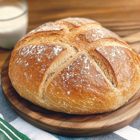 Pain maison croustillant avec croûte dorée et entailles