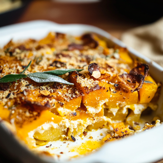 Gratin de butternut doré au four avec fromage
