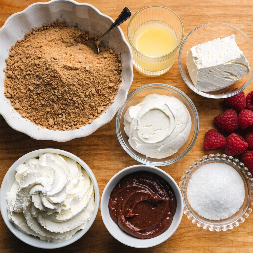 Ingrédients cheesecake spéculoos avec biscuits, fromage frais et crème