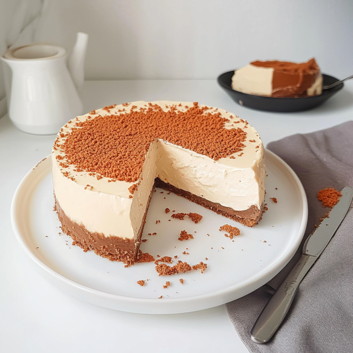 Cheesecake spéculoos sans cuisson avec nappage caramel