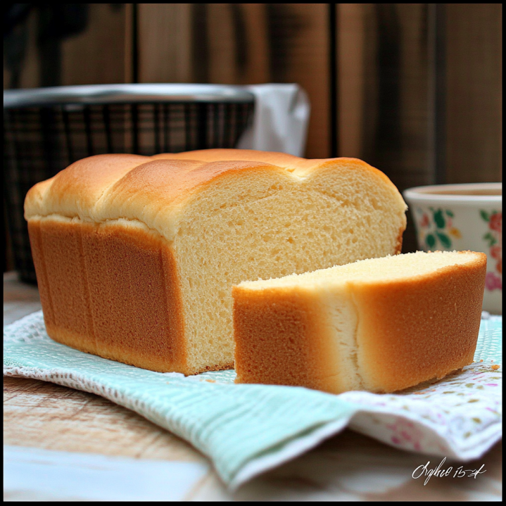 Pain de mie maison moelleux fraîchement cuit avec mie tendre et croûte dorée
